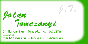 jolan tomcsanyi business card